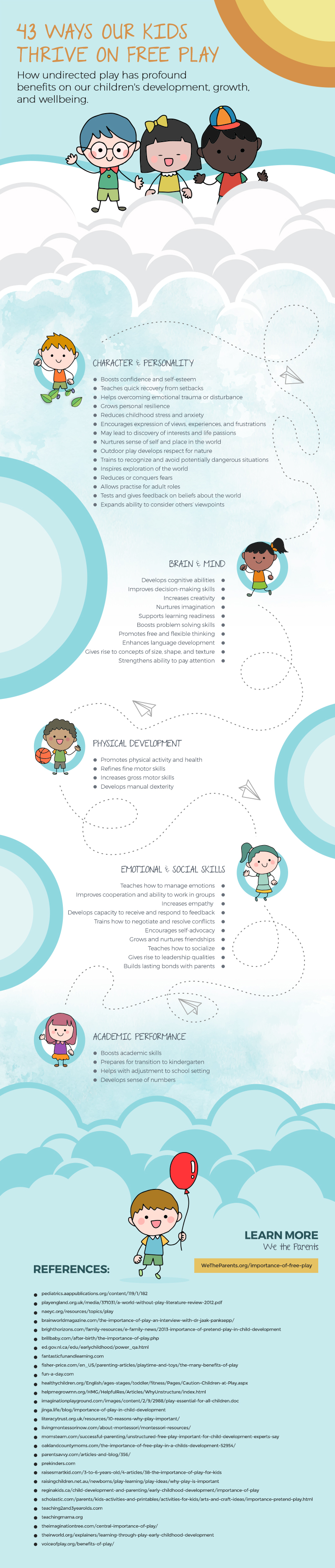 Infographic showing the benefits of child-led free play