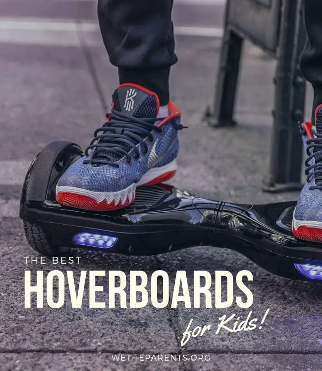 boys feet standing on a hoverboard