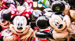 A big bunch of mickey and mini mouse balloons