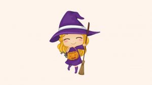 Cartoon picture of a girl witch